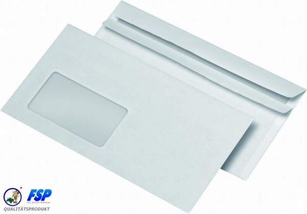 Weiße DIN Lang Briefumschläge 110x220mm 80g/qm mit Fenster sk (1000 Stück)