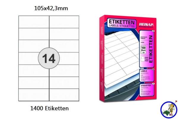 Papier-Etiketten 105x42,3mm-DIN A4-günstig